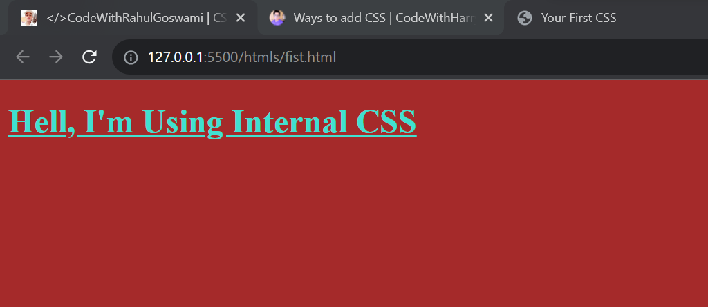 First Internal CSS